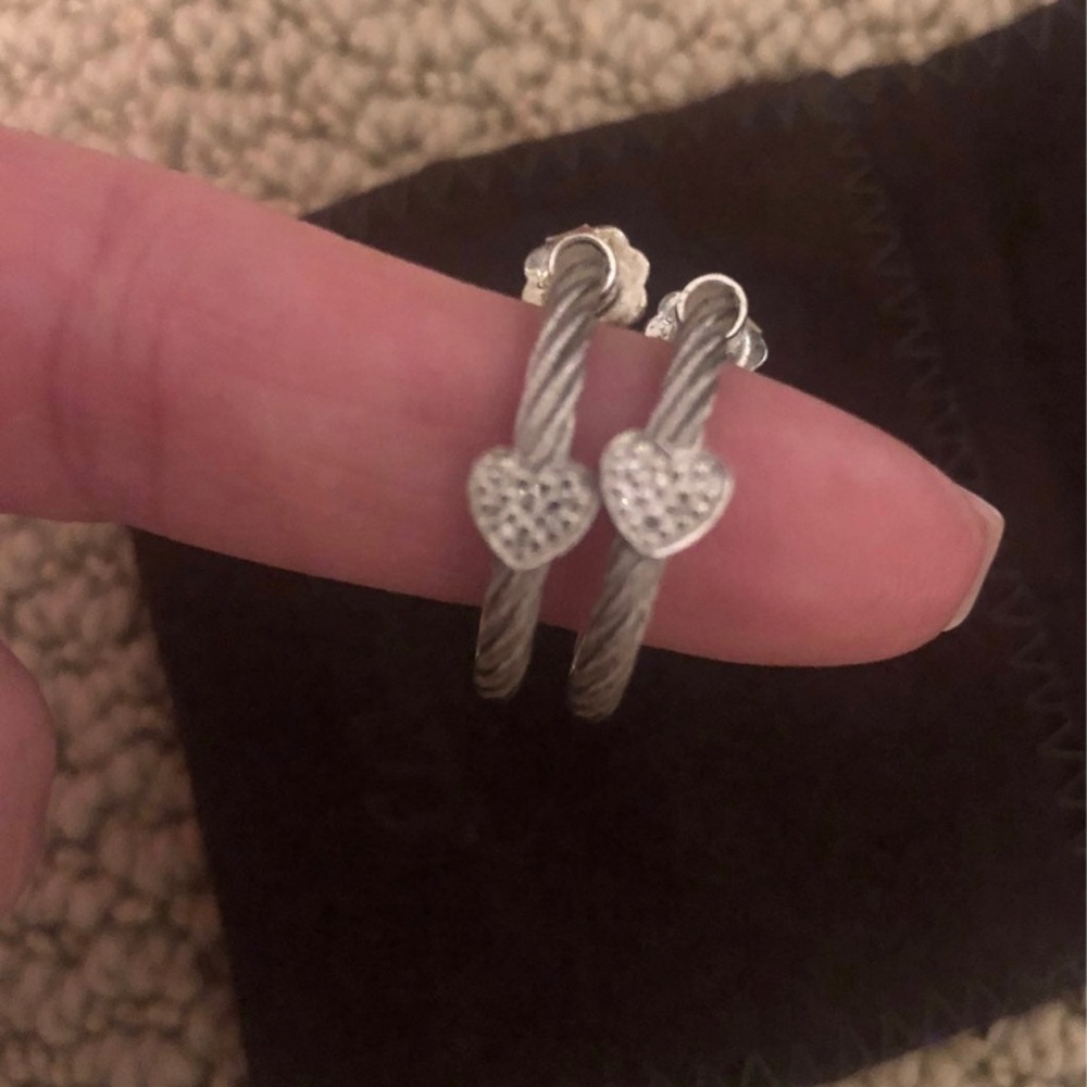 Silver hoop heart earrings from tappers never worn